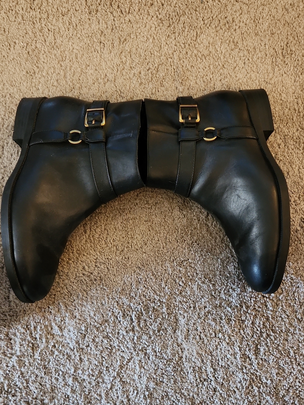 Black Leather Ankle Boots - Picture 3 of 4